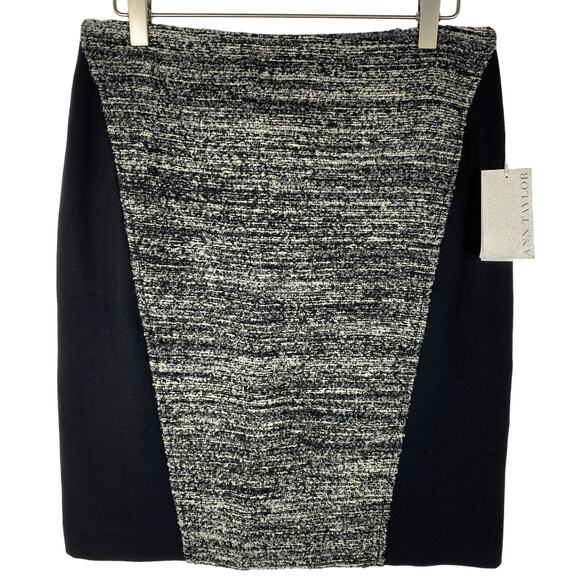Ann Taylor Tweed Skirt Sz 6 Gray Black White Above Knee Wool Blend Academia NEW! - Picture 1 of 11